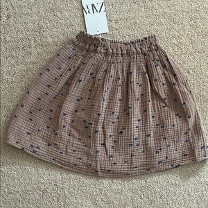 Zara Brown Skirt with hearts NWT size 2-3 girls